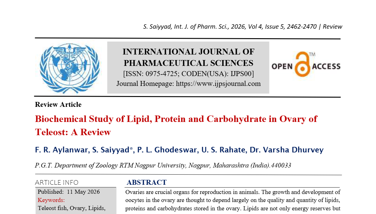 Biochemical Study of Lipid, Protein and Carbohydrate in Ovary of Teleost: A Review