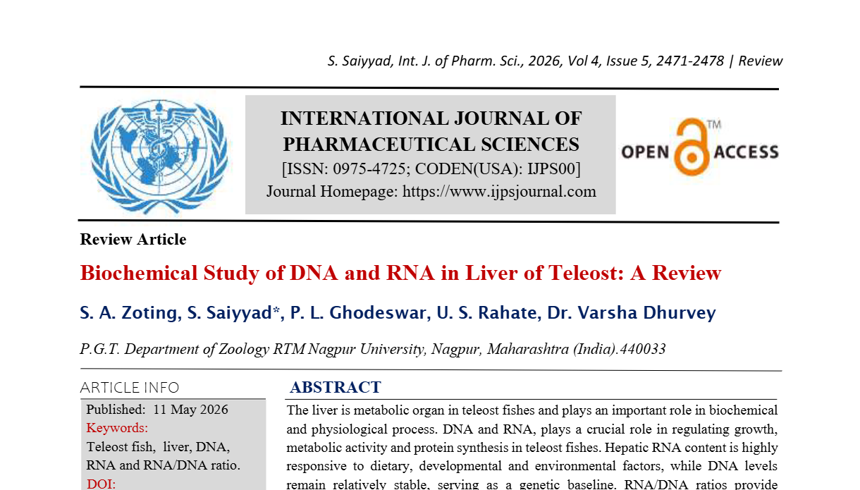 Biochemical Study of DNA and RNA in Liver of Teleost: A Review