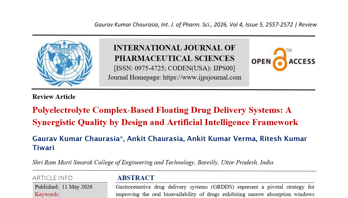 Polyelectrolyte Complex-Based Floating Drug Delivery Systems: A Synergistic Quality by Design and Artificial Intelligence Framework