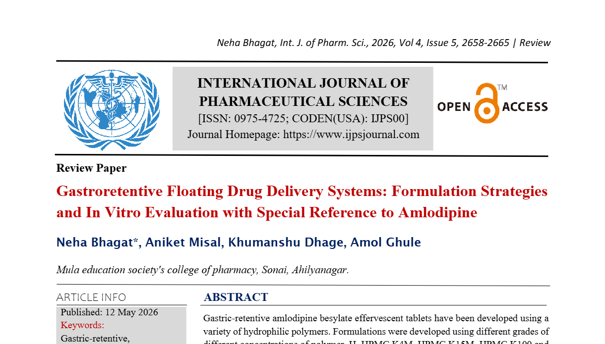 Gastroretentive Floating Drug Delivery Systems: Formulation Strategies and In Vitro Evaluation with Special Reference to Amlodipine