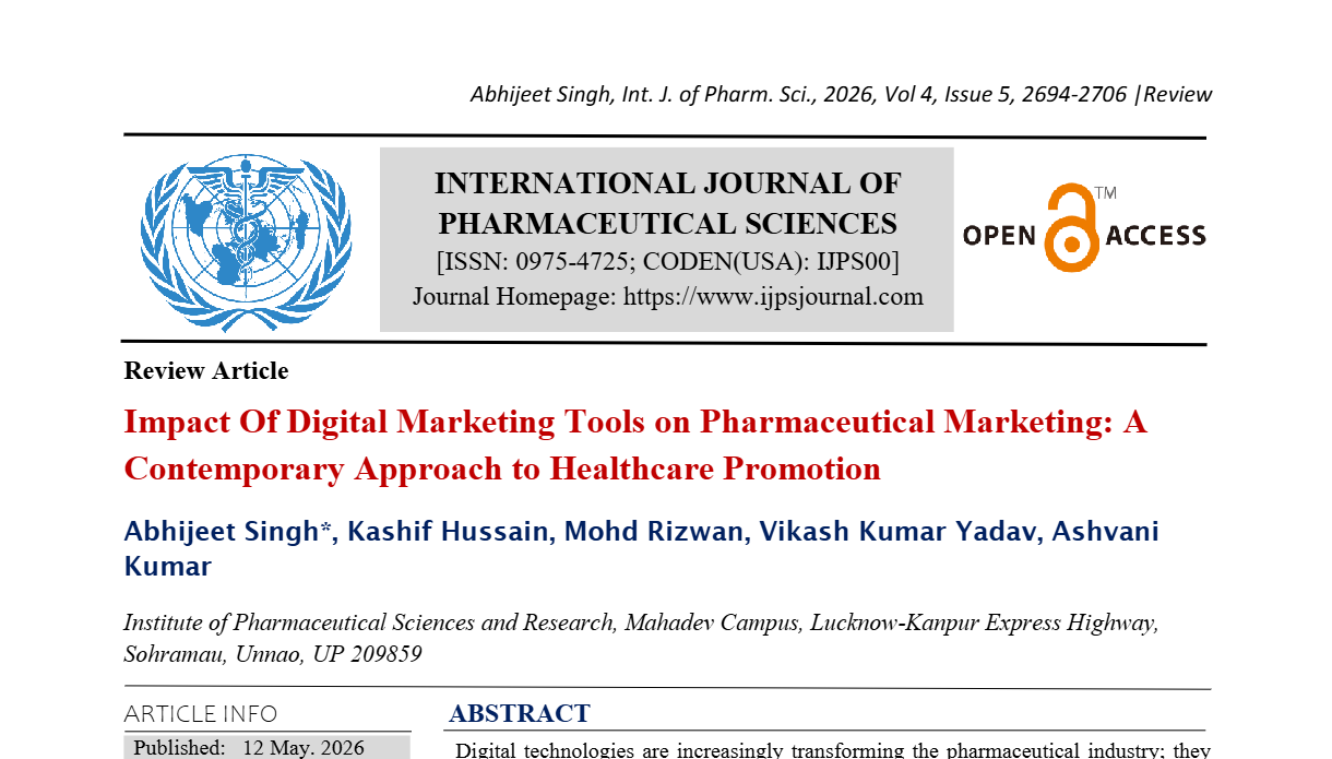 Impact Of Digital Marketing Tools on Pharmaceutical Marketing: A Contemporary Approach to Healthcare Promotion