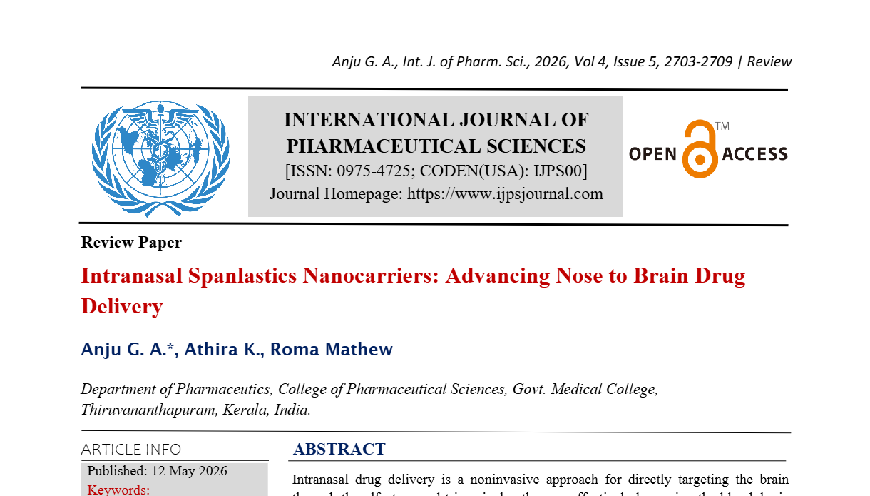 Intranasal Spanlastics Nanocarriers: Advancing Nose to Brain Drug Delivery