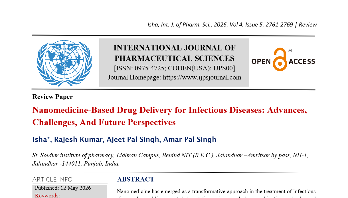 Nanomedicine-Based Drug Delivery for Infectious Diseases: Advances, Challenges, And Future Perspectives