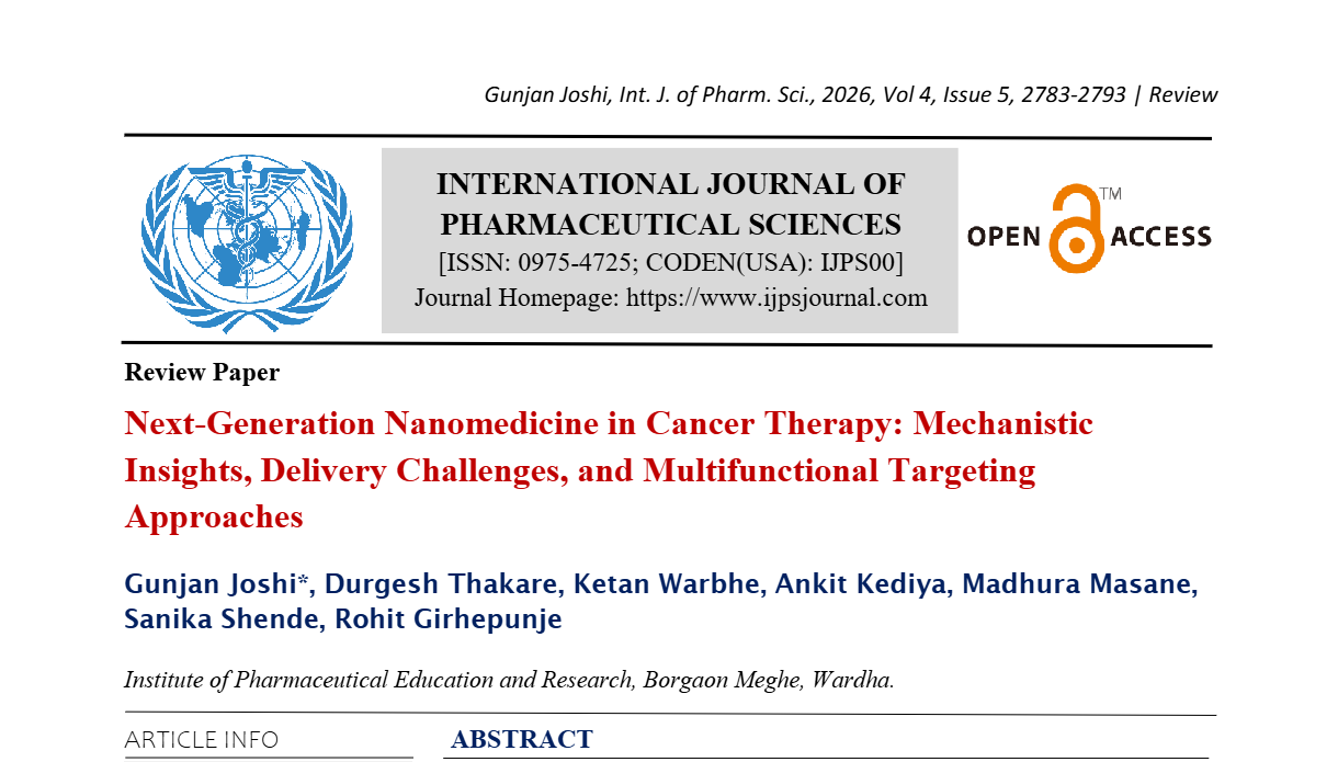 Next-Generation Nanomedicine In Cancer Therapy: Mechanistic Insights, Delivery Challenges, and Multifunctional Targeting Approaches.