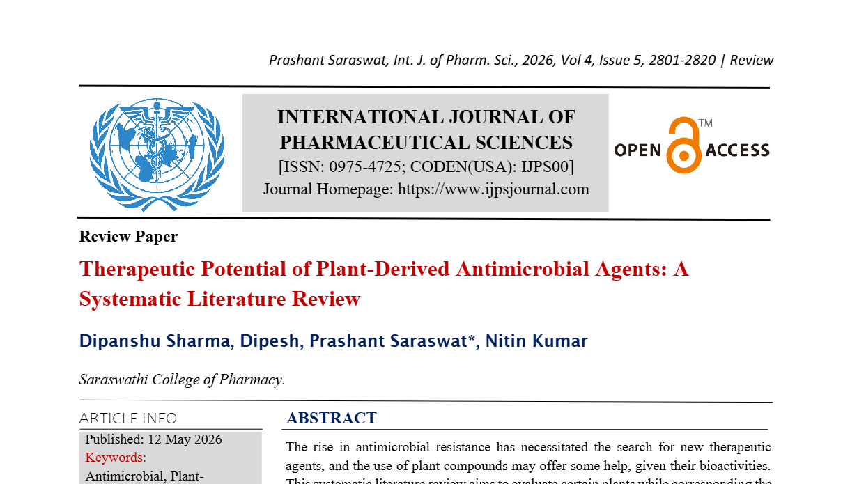 Therapeutic Potential of Plant-Derived Antimicrobial Agents:  A Systematic Literature Review