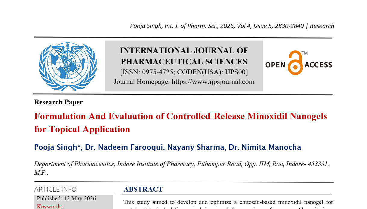 Formulation And Evaluation of Controlled-Release Minoxidil Nanogels for Topical Application