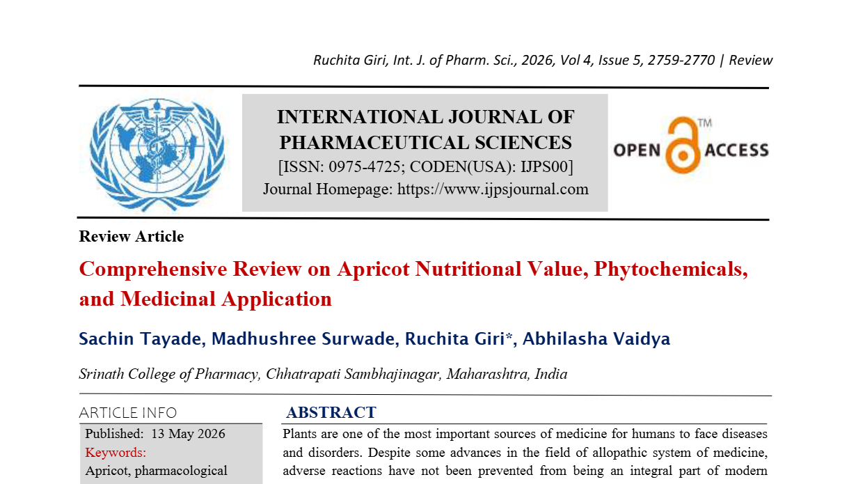 Comprehensive Review on Apricot Nutritional Value, Phytochemicals, and Medicinal Application