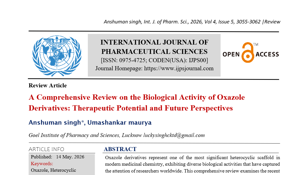 A Comprehensive Review on the Biological Activity of Oxazole Derivatives: Therapeutic Potential and Future Perspectives