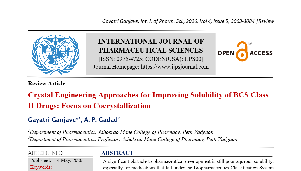Crystal Engineering Approaches for Improving Solubility of BCS Class II Drugs: Focus on Cocrystallization