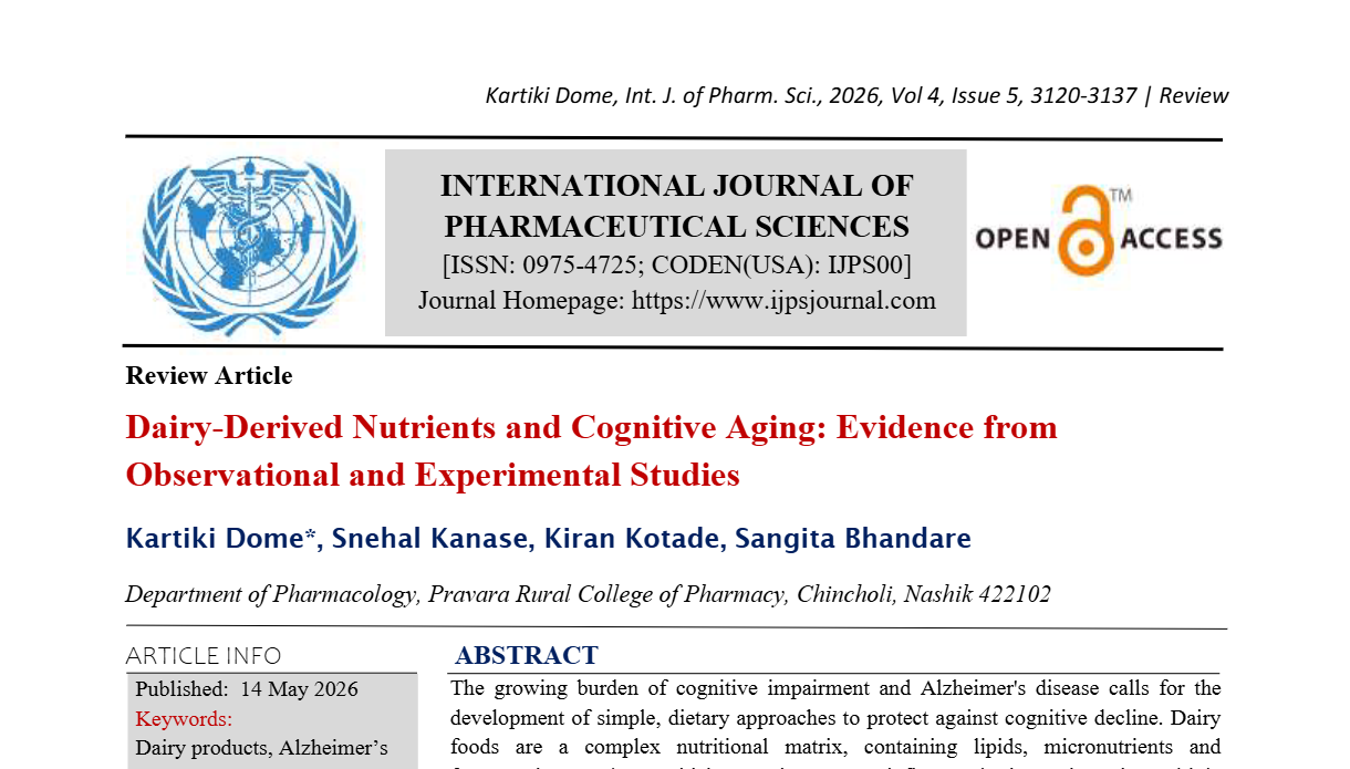 Dairy-Derived Nutrients and Cognitive Aging: Evidence from Observational and Experimental Studies