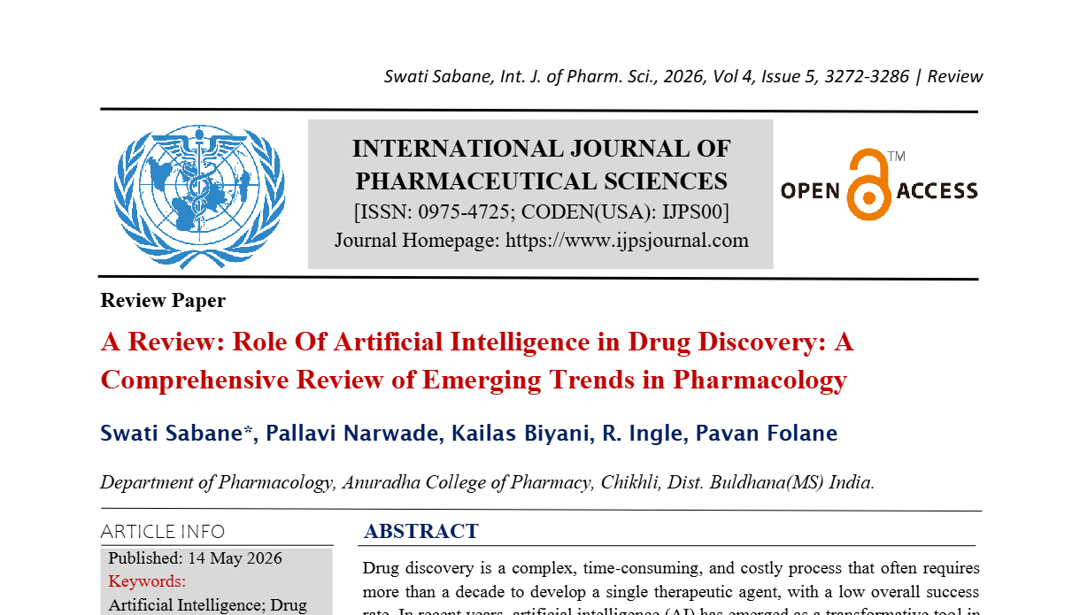 A Review: Role Of Artificial Intelligence in Drug Discovery: A Comprehensive Review of Emerging Trends in Pharmacology