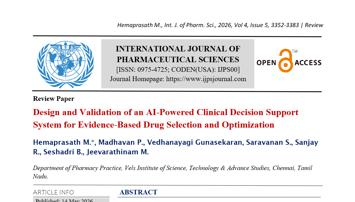 Design and Validation of an AI-Powered Clinical Decision Support System for Evidence-Based Drug Selection and Optimization