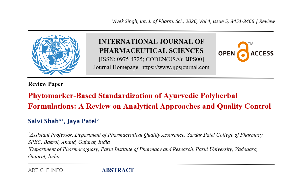 Phytomarker-Based Standardization of Ayurvedic Polyherbal Formulations: A Review on Analytical Approaches and Quality Control