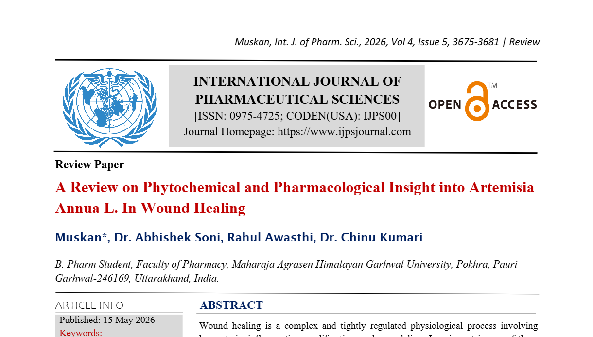 A Review on Phytochemical and Pharmacological Insight into Artemisia Annua L. In Wound Healing