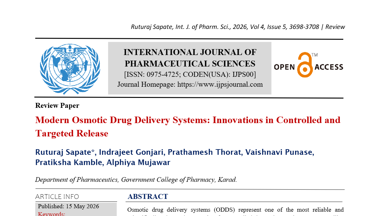 Modern Osmotic Drug Delivery Systems: Innovations in Controlled and Targeted Release