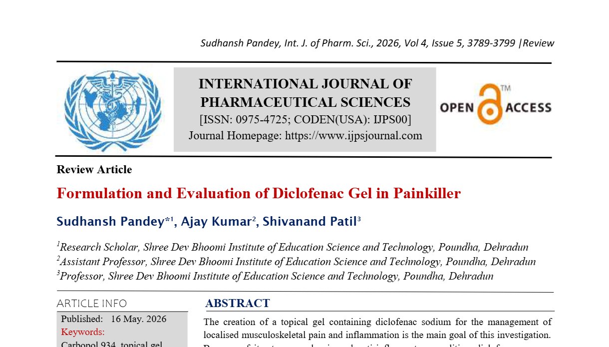 Formulation and Evaluation of Diclofenac Gel in Painkiller 