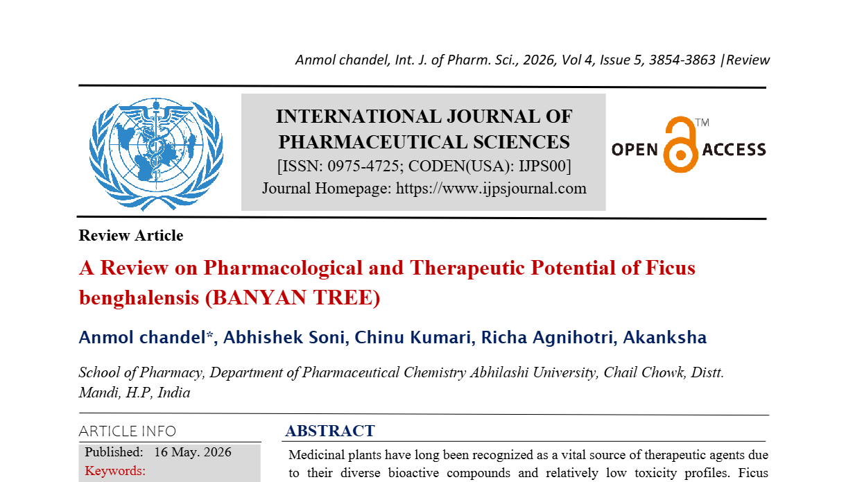 A Review on Pharmacological and Therapeutic Potential of Ficus benghalensis (BANYAN TREE)