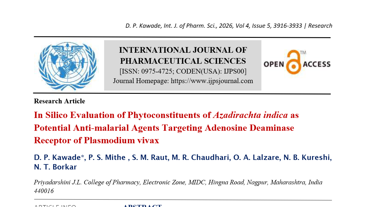 In Silico Evaluation of Phytoconstituents of Azadirachta indica as Potential Anti-malarial Agents Targeting Adenosine Deaminase Receptor of Plasmodium vivax