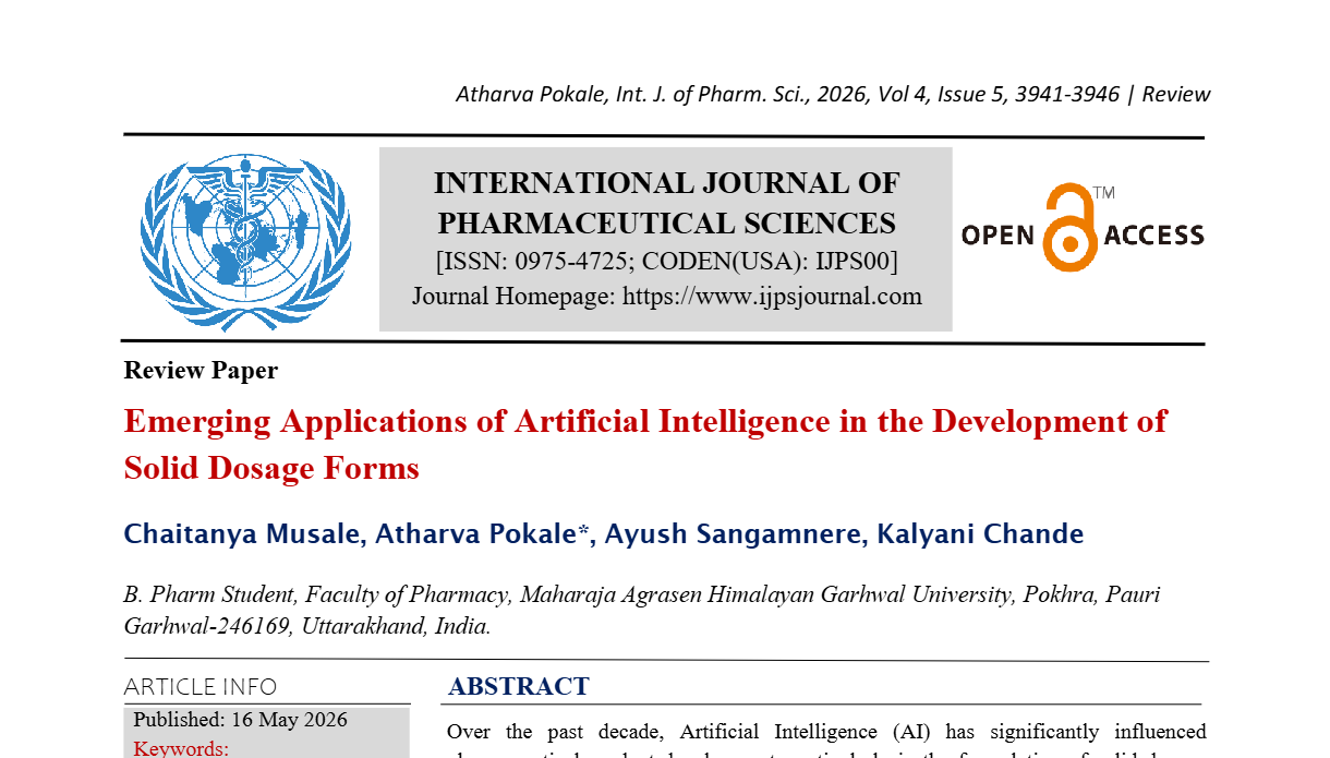 Emerging Applications of Artificial Intelligence in the Development of Solid Dosage Forms