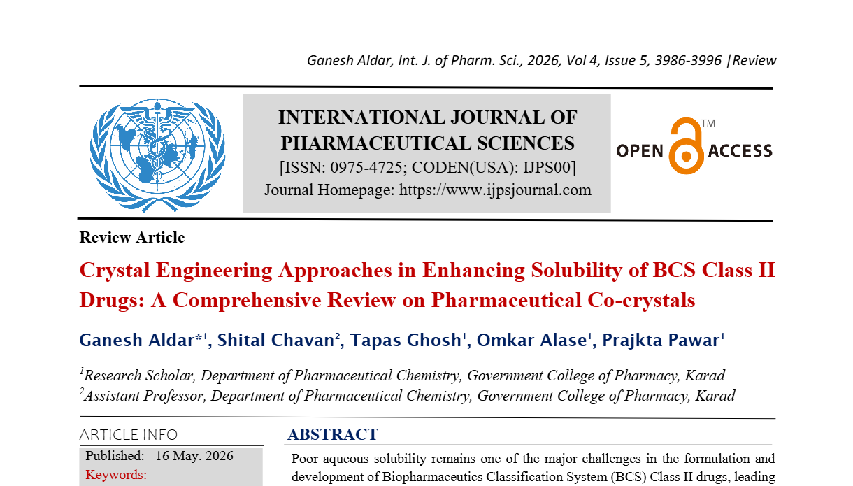 Crystal Engineering Approaches in Enhancing Solubility of BCS Class II Drugs: A Comprehensive Review on Pharmaceutical Co-crystals