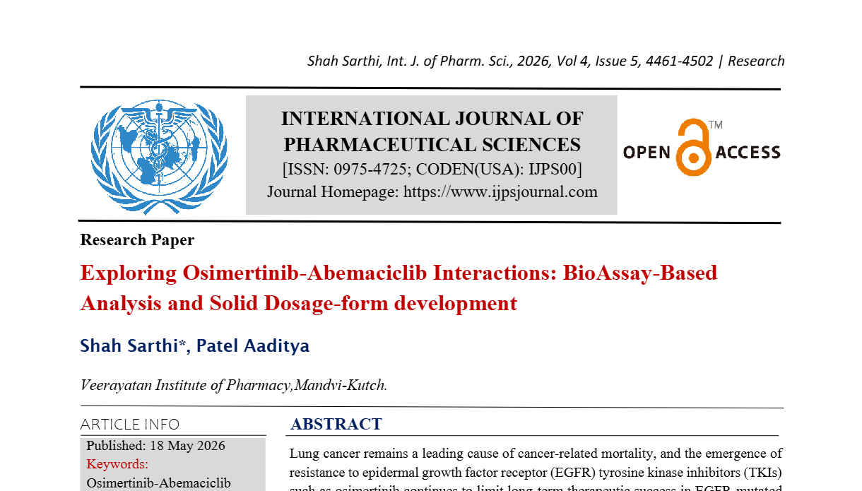 Exploring Osimertinib-Abemaciclib Interactions: BioAssay-Based Analysis and Solid Dosage-form development