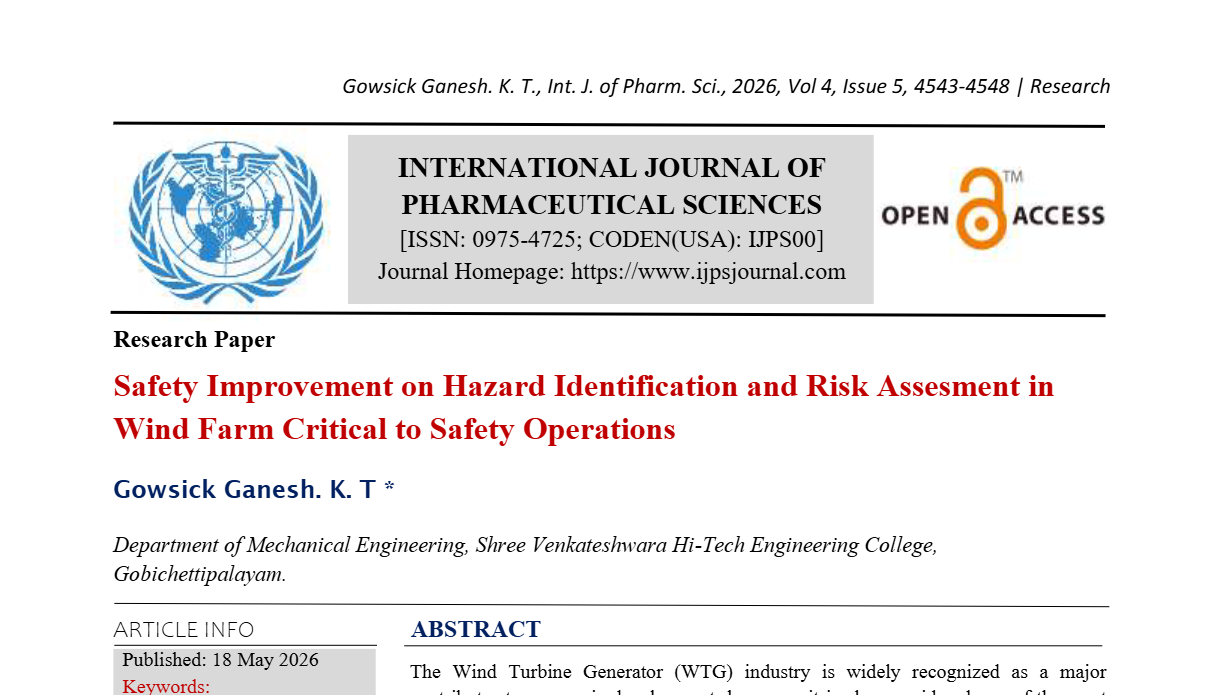 Safety Improvement on Hazard Identification and Risk Assesment in Wind Farm Critical to Safety Operations