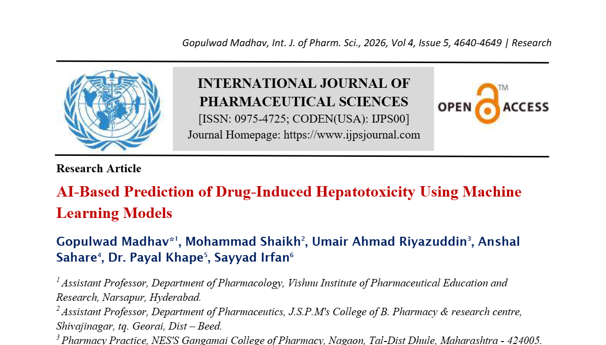 AI-Based Prediction of Drug-Induced Hepatotoxicity Using Machine Learning Models