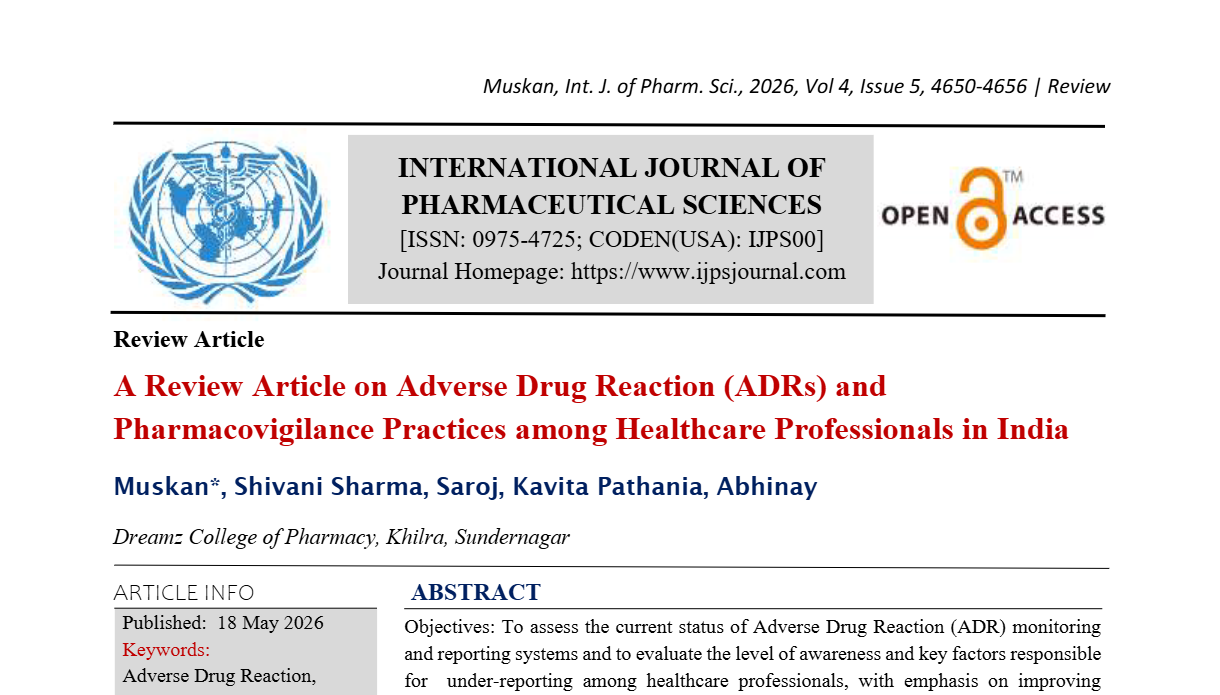A Review Article on Adverse Drug Reaction (ADRs) and Pharmacovigilance Practices among Healthcare Professionals in India