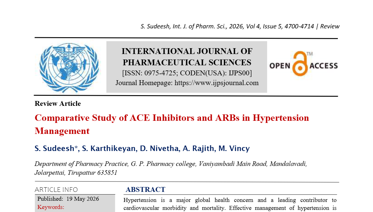 Comparative Study of ACE Inhibitors and ARBs in Hypertension Management