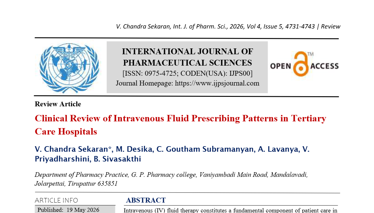 Clinical Review of Intravenous Fluid Prescribing Patterns in Tertiary Care Hospitals