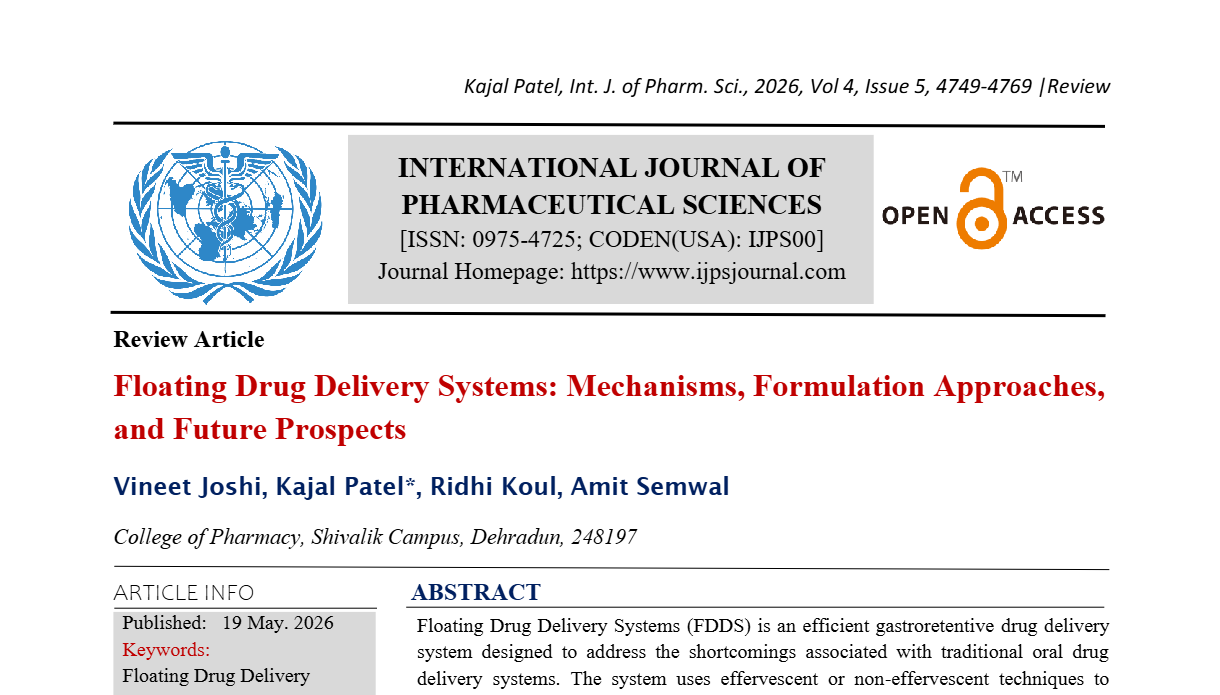 Floating Drug Delivery Systems: Mechanisms, Formulation Approaches, and Future Prospects