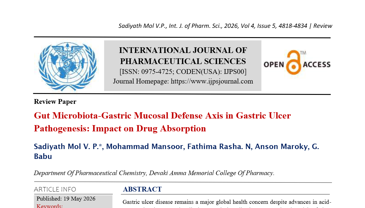 Gut Microbiota-Gastric Mucosal Defense Axis in Gastric Ulcer Pathogenesis: Impact on Drug Absorption
