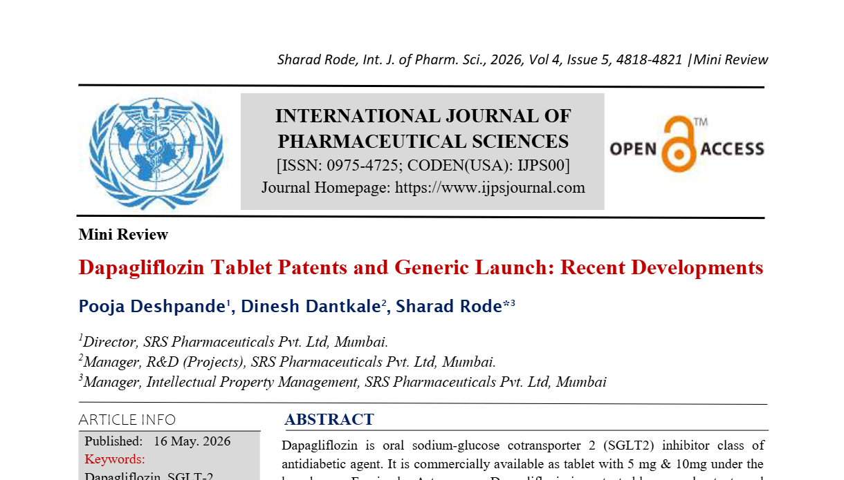 Dapagliflozin Tablet Patents and Generic Launch: Recent Developments 