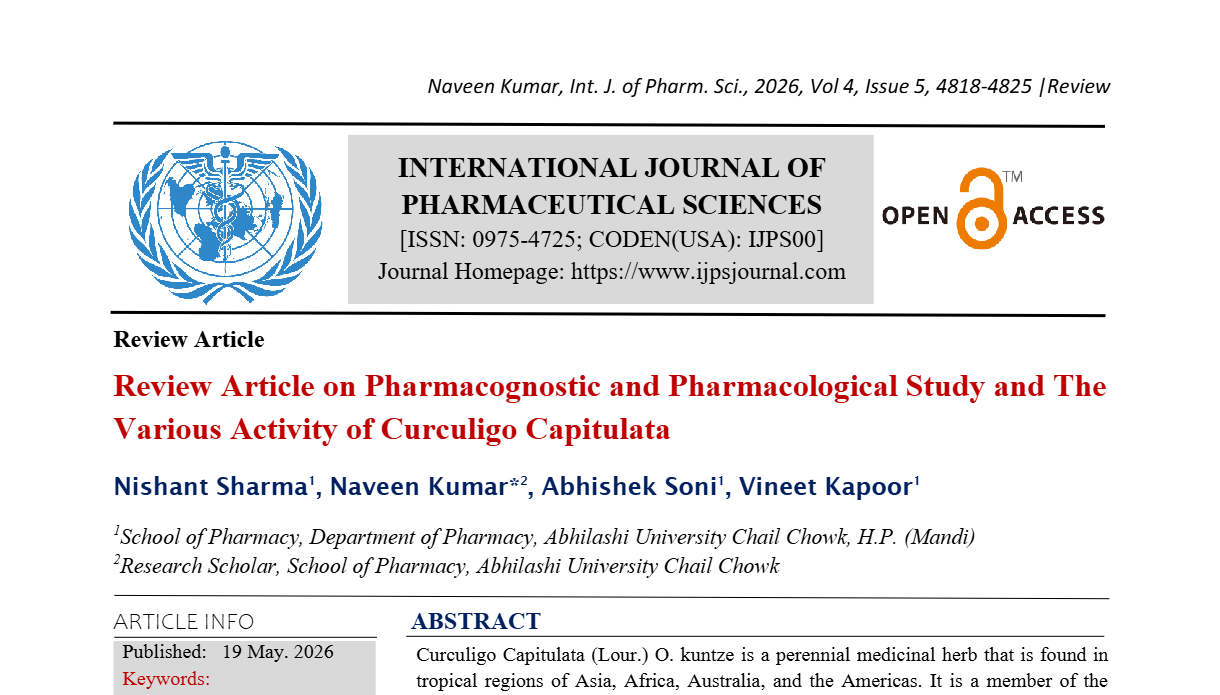 Review Article on Pharmacognostic and Pharmacological Study and The Various Activity of Curculigo Capitulata