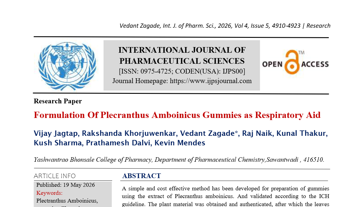 Formulation Of Plecranthus Amboinicus Gummies as Respiratory Aid