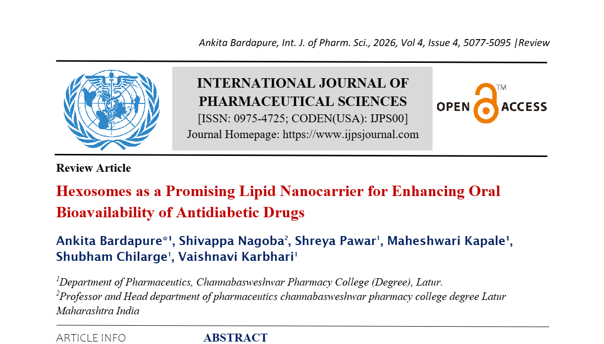 Hexosomes as a Promising Lipid Nanocarrier for Enhancing Oral Bioavailability of Antidiabetic Drugs
