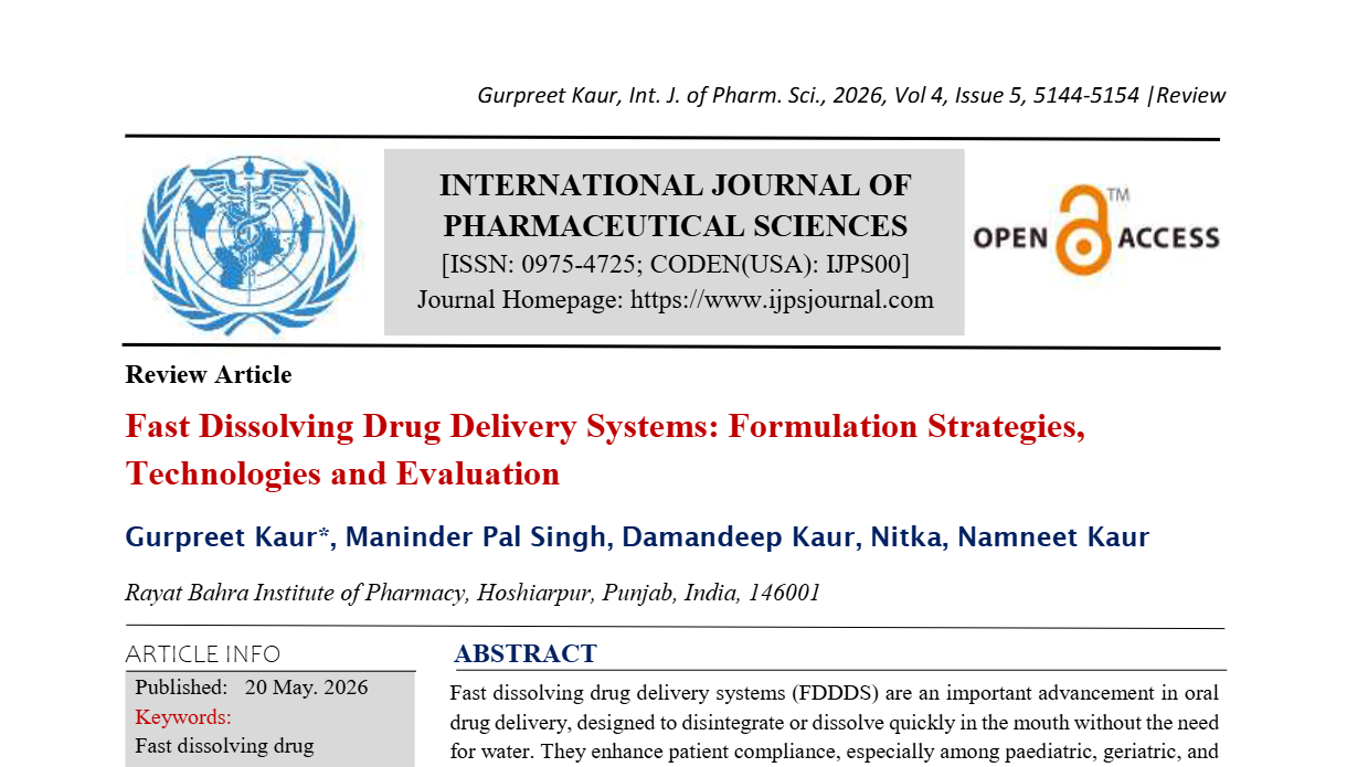 Fast Dissolving Drug Delivery Systems: Formulation Strategies, Technologies and Evaluation 