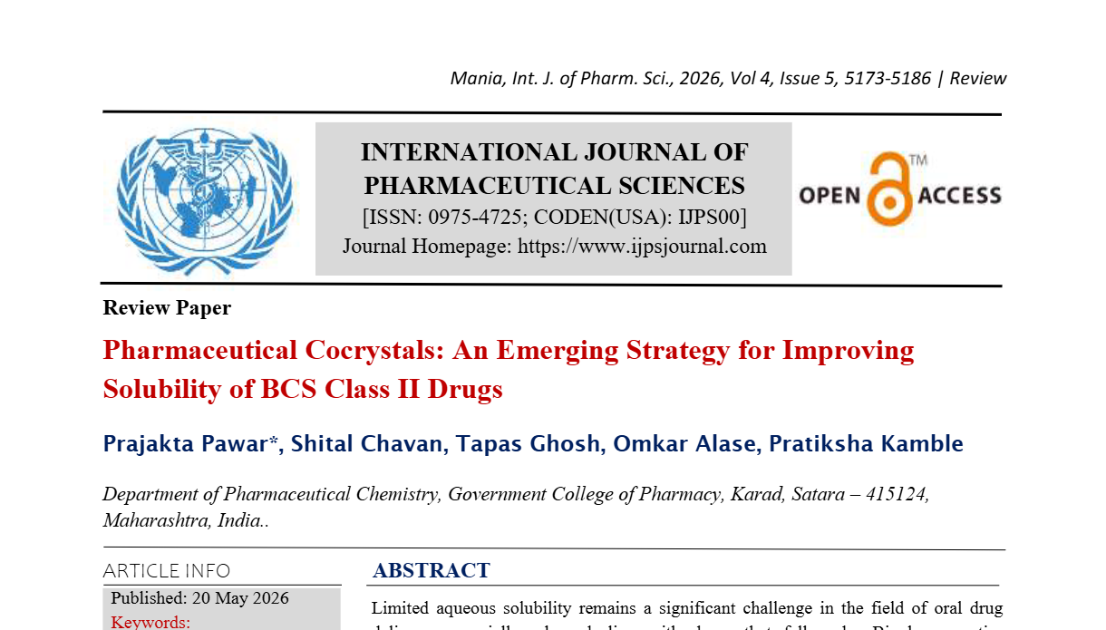 Pharmaceutical Cocrystals: An Emerging Strategy for Improving Solubility of BCS Class II Drugs