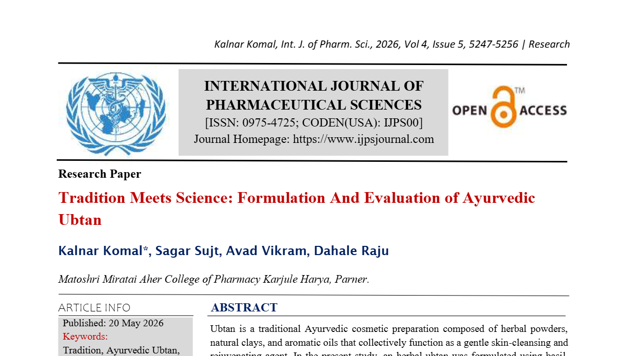 Tradition Meets Science: Formulation And Evaluation of Ayurvedic Ubtan