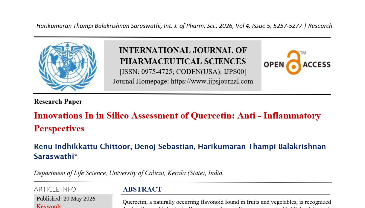 Innovations In in Silico Assessment of Quercetin: Anti - Inflammatory Perspectives