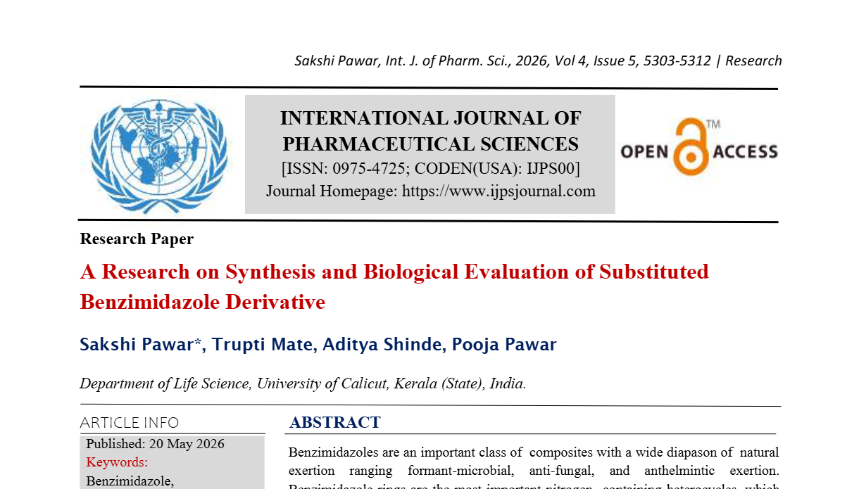 A Research on Synthesis and Biological Evaluation of Substituted Benzimidazole Derivative