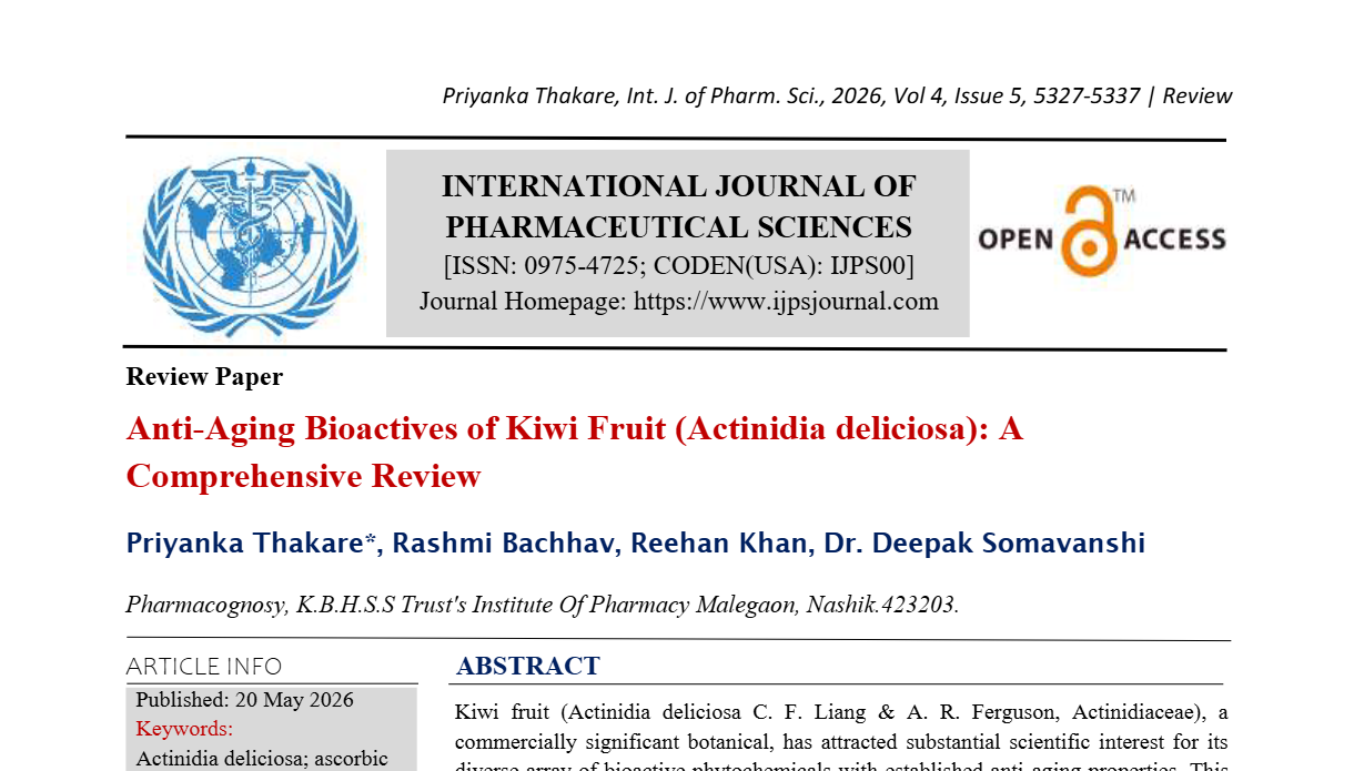 Anti-Aging Bioactives of Kiwi Fruit (Actinidia deliciosa): A Comprehensive Review