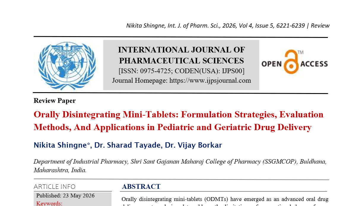 Orally Disintegrating Mini-Tablets: Formulation Strategies, Evaluation ...