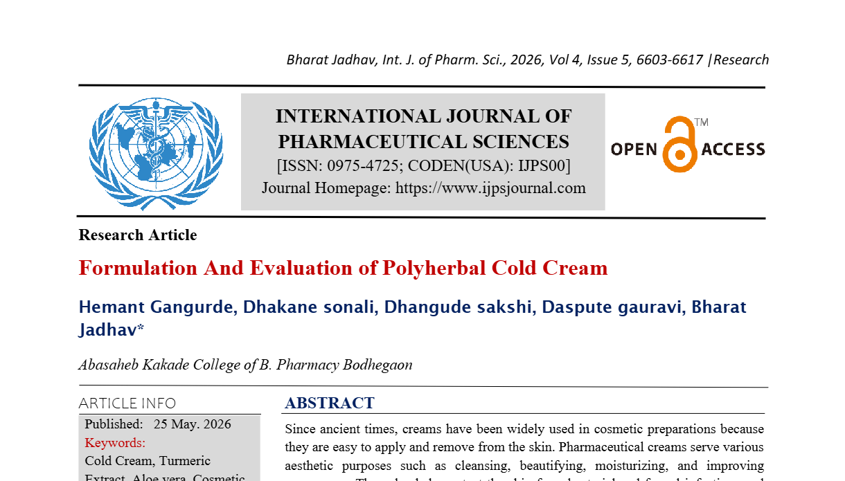 Formulation And Evaluation of Polyherbal Cold Cream