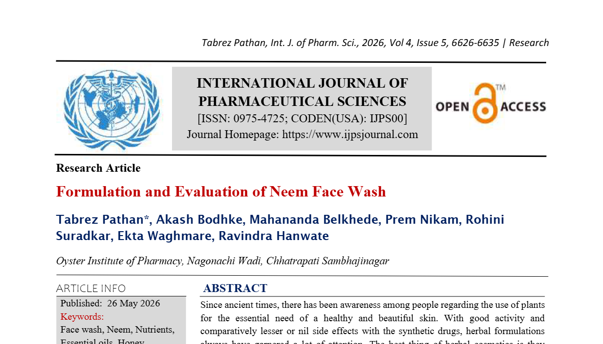 Formulation and Evaluation of Neem Face Wash