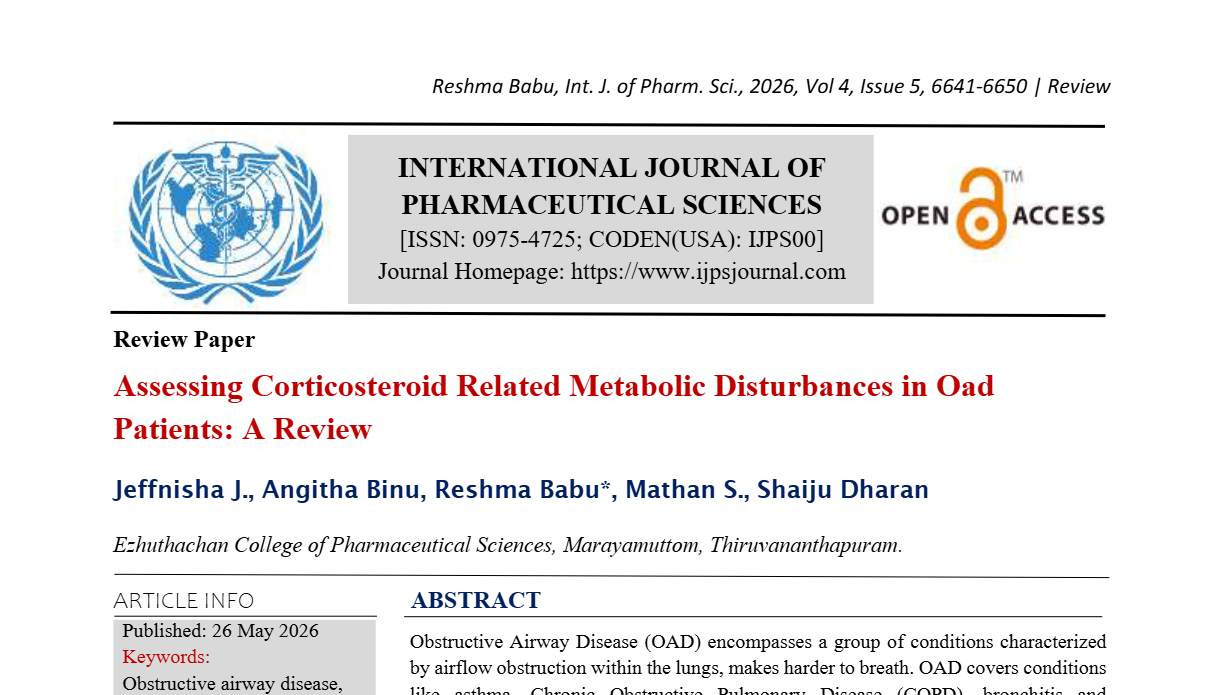 Assessing Corticosteroid Related Metabolic Disturbances in Oad Patients: A Review