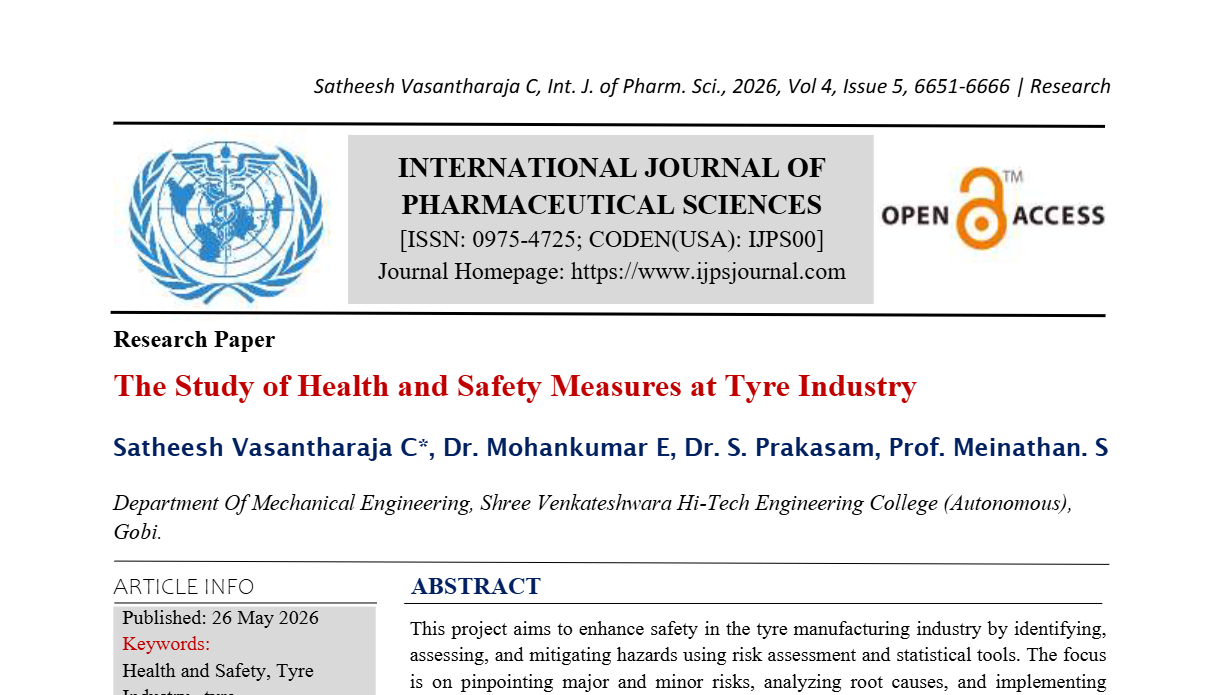 The Study of Health and Safety Measures at Tyre Industry