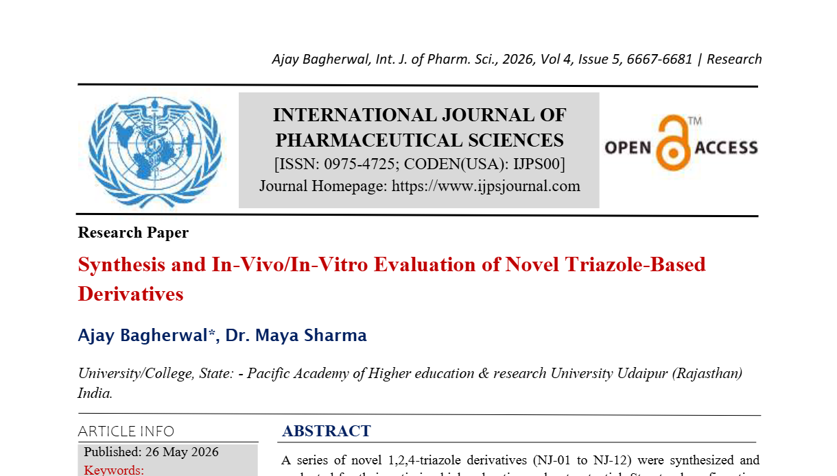 Synthesis and In-Vivo/In-Vitro Evaluation of Novel Triazole-Based Derivatives