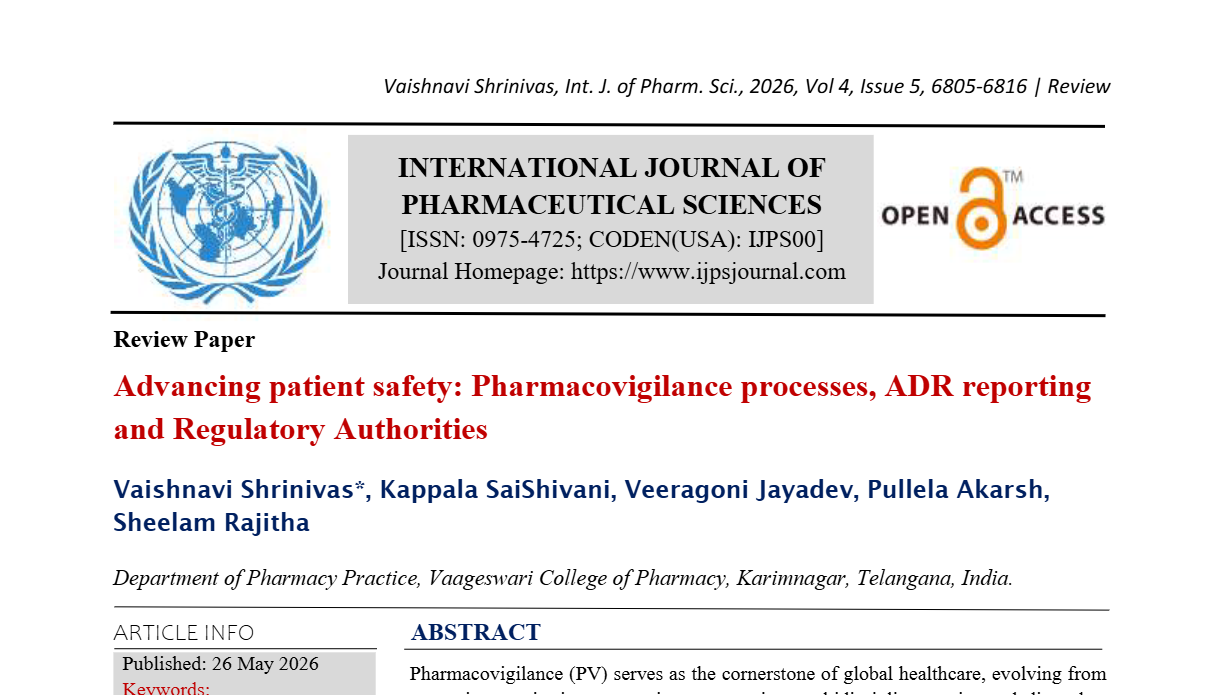 Advancing patient safety: Pharmacovigilance processes, ADR reporting  and Regulatory Authorities  