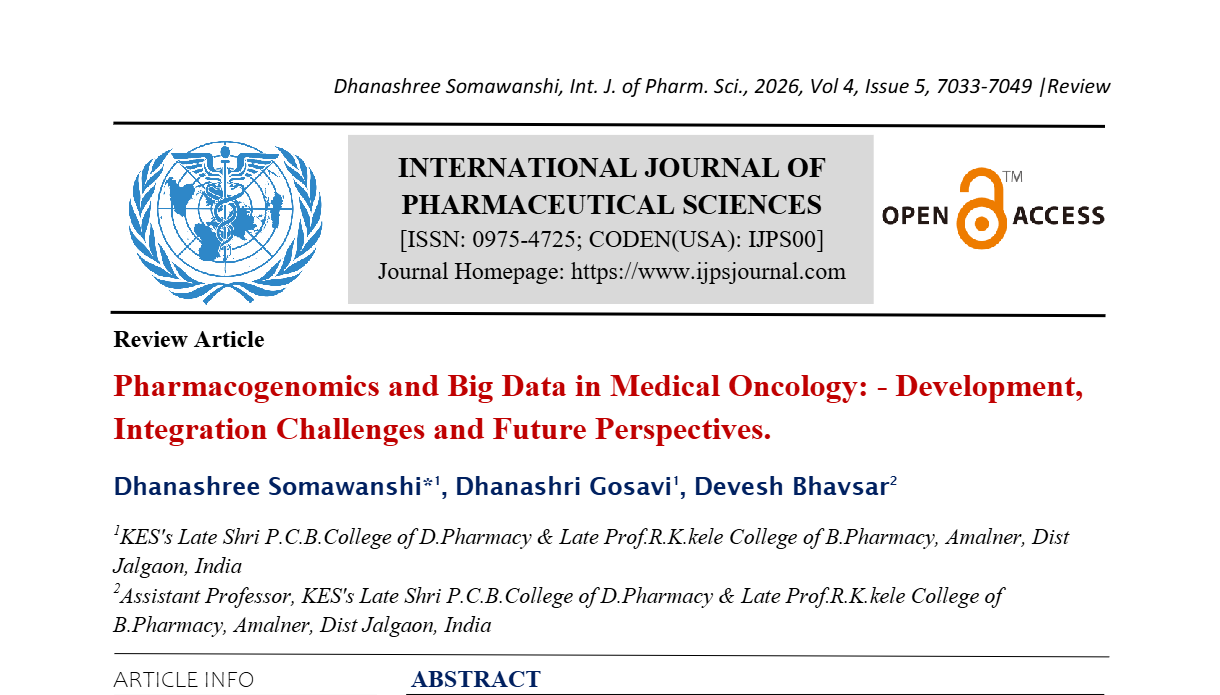 Pharmacogenomics and Big Data in Medical Oncology: - Development, Integration Challenges and Future Perspectives.